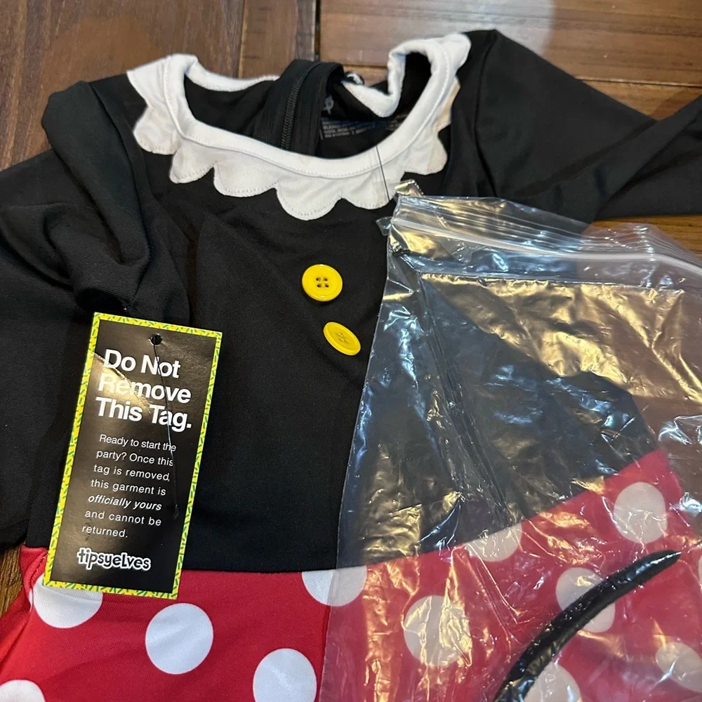 Tipsy Elves Girls small Minnie Mouse–Inspired Polka Dot Dress costume‎  New